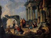 Panini, Giovanni Paolo Ruins with Scene of the Apostle Paul Preaching USA oil painting artist